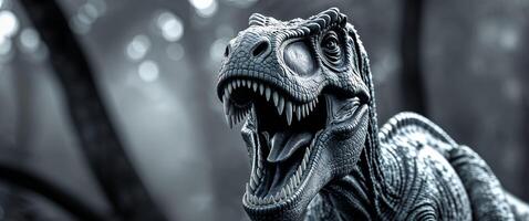 A close up of a t - rex with its mouth open photo