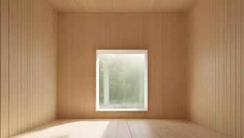 Empty room with a window and wooden floor photo
