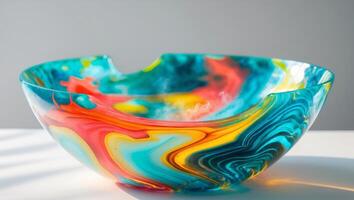 A colorful bowl with swirls on it photo