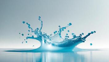 Liquid splash forms shape in reflection on background photo