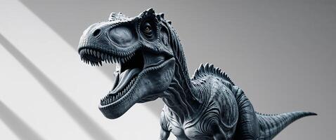 A dinosaur with a mouth open and teeth showing. photo