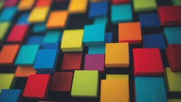a close up of a colorful grid of squares on a black background. photo