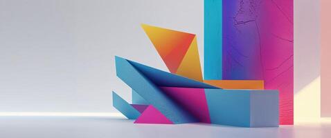 Abstract Composition with Colorful Geometric Shapes and Textures. photo