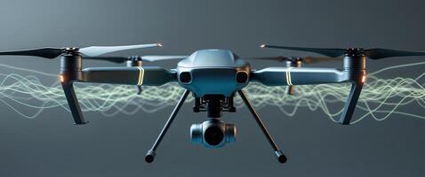 Innovative drone technology with futuristic connectivity and data visualization. photo