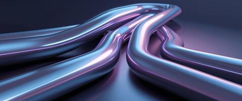 Futuristic abstract background with smooth polished pipes and reflections for modern designs. photo
