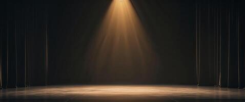 Empty stage with spotlight and atmospheric lighting in theatrical setting photo