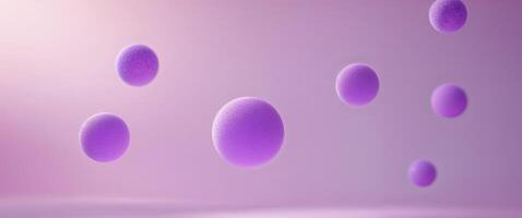 Purple molecules floating on pink background. photo
