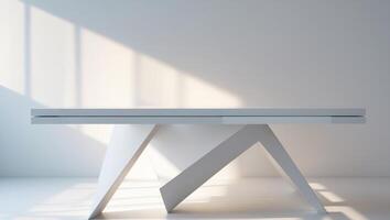 A white table with a lot of angles and a lot of lines photo