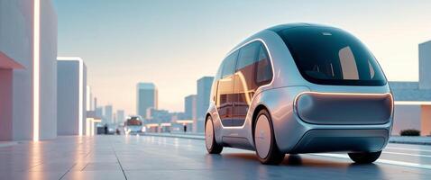 Autonomous transport pods in urban setting futuristic design technology showcase outdoor environment side view photo