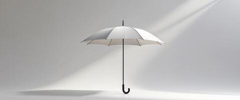 An umbrella is shown in a white room photo