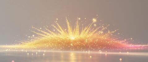 Golden explosion with sparkles and light photo