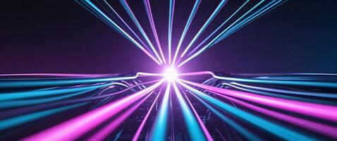 Abstract background with light beams and neon lights photo