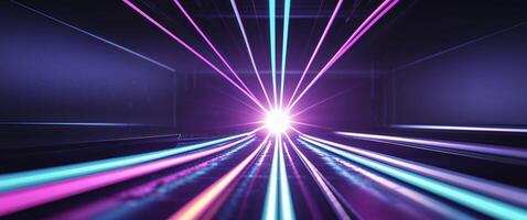 A long tunnel with bright lights and a tunnel photo