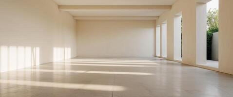 Empty room with sunlight streaming through the windows photo