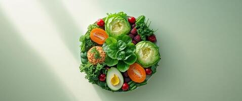 A plate with vegetables and eggs on it photo