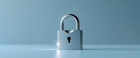 Digital Security Concept with Padlock on Soft Blue Background photo