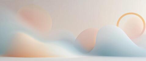 An abstract painting of a mountain range with a ring in the middle photo