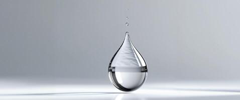 A clear drop of water with a sharp point. photo