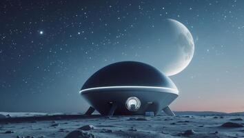 An alien house on the moon with a moon in the background photo