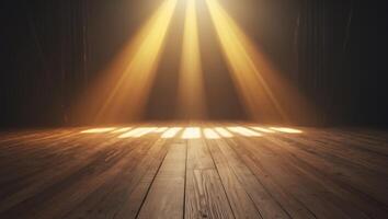 An empty room with a light shining through the window photo