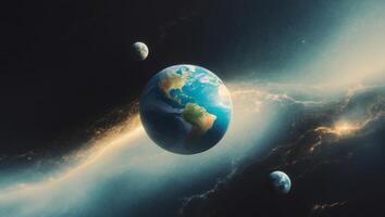 Earth in space with a few planets photo