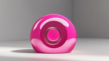 Bright Pink Location Marker with Glossy Surface and Round Cutout. photo