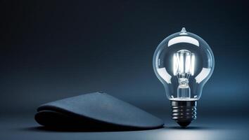 An innovative educational image showcasing a bachelor cap and a light bulb on a dark gradient background photo