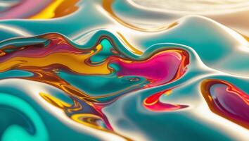Abstract Colorful Liquid Reflection With Sunlight. photo