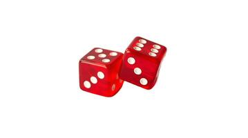 Two red dice on a white background photo