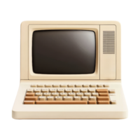 Classic Vintage Computer with Keyboard and Monitor Display png