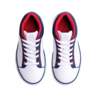 Stylish White Sneakers with Red and Blue Accents Top View png