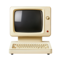Vintage Computer with Monitor and Keyboard in Retro Style png