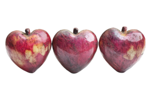 Colorful Heart-Shaped Apples with Unique Patterns png
