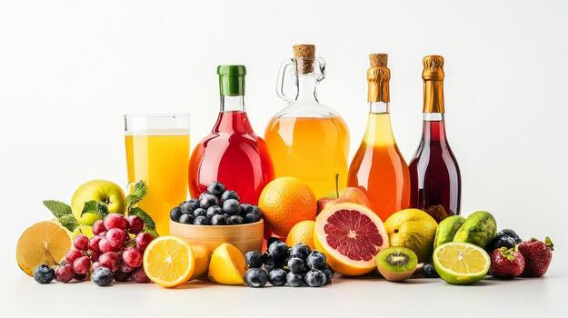 Refreshing Fruit Drinks and Juices with Assorted Fruits photo