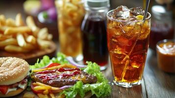 Delicious Burger Combo with Iced Tea photo