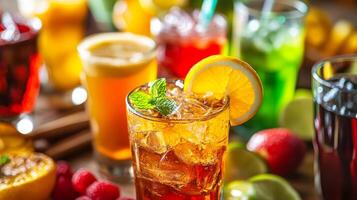 Refreshing Summer Cocktails. A Colorful Collection of Iced Beverages photo
