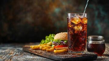 Juicy Burger with Crispy Fries and Refreshing Cola photo