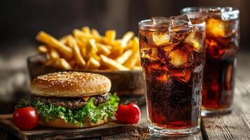 Juicy Burger, Crispy Fries, and Refreshing Cola photo
