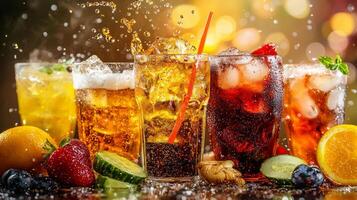 Refreshing Iced Beverages with Fruit photo