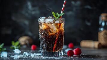 Refreshing Iced Raspberry Mint Drink photo