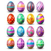 Happy Easter. Set of Easter eggs with different texture on a white background vector