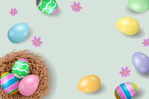 Nest and colorful easter eggs, Happy easter background.Illustration vector