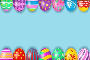 Set of Easter eggs with different texture on a blue background vector
