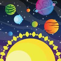 Space with planets and stars on a dark background. Outer space. Fantasy. vector