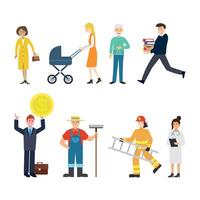 Set of icons of people of different professions and social statuses on a white background. vector