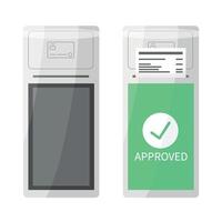Payment terminals icons. The terminal is turned off and the terminal has accepted the payment. vector