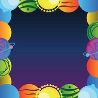 Frame with planets and sun. Space background. Concept for fantasy games. vector