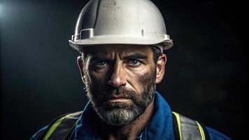 Portrait of a man in a hard hat photo