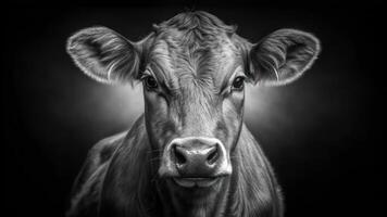 Black and white drawing of a cow photo