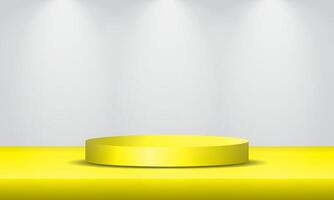 Realistic 3D cylinder podium background. Minimalist pedestal mockup, Abstract product display presentation, Display stage. vector